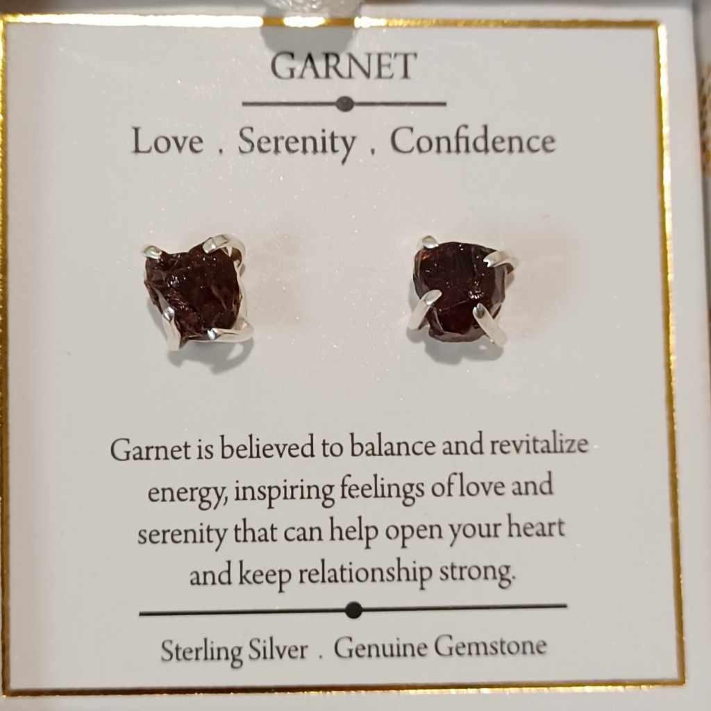 Shivam Sterling Silver Genuine Gemstones Garnet Stud Earrings 40$